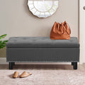Dark Grey Upholstered Storage Ottoman Bench C82817