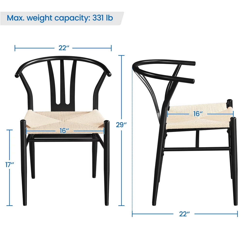 Set of 4 Black Weave Dining Chairs Metal Frame C13615