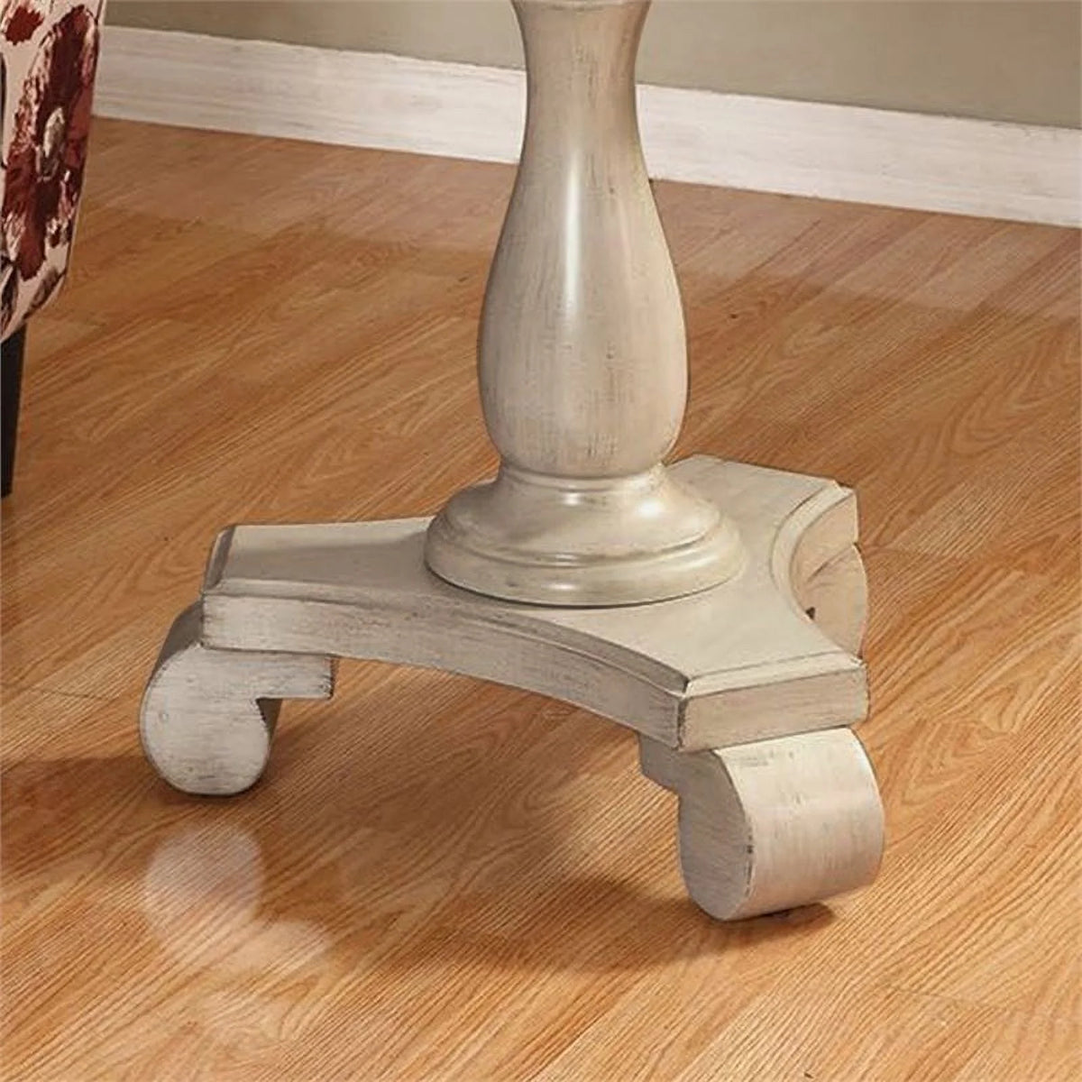 White Round Wood Pedestal End Table T6816
