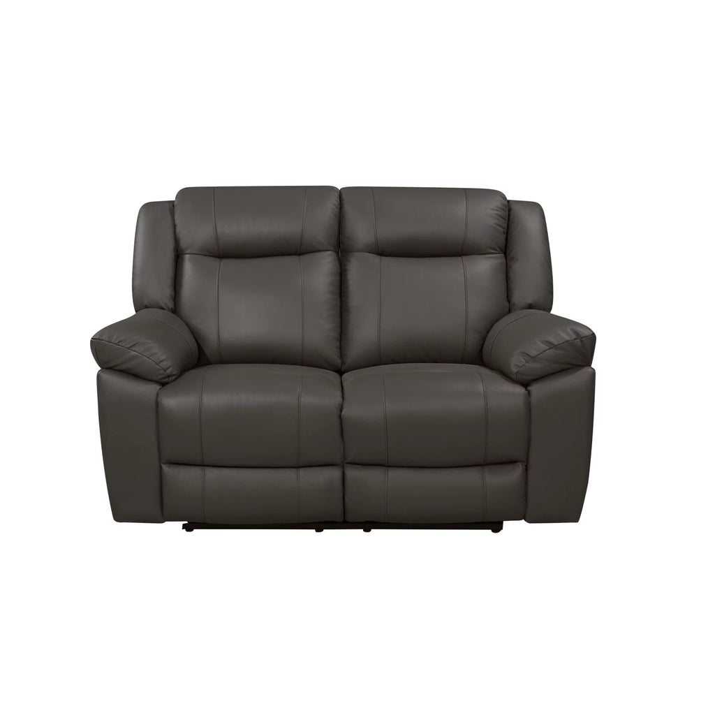 60 Inch Gray Real Leather Manual Recliner Loveseat K667