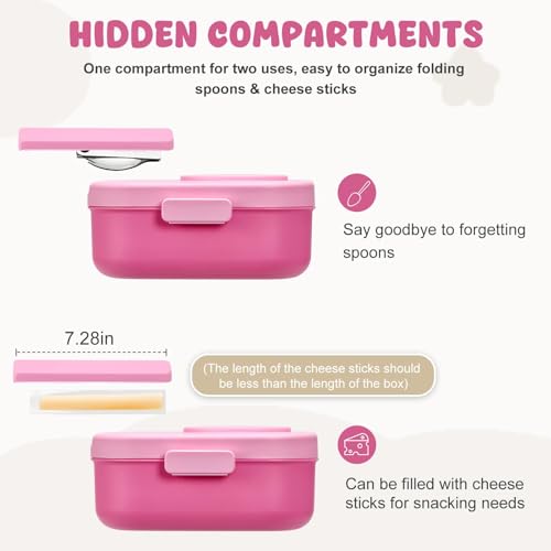 Bento Lunch Box for Kids, 4 Compartments, 12oz Soup Thermo, BPA Free, Leak proof, Blue G7467