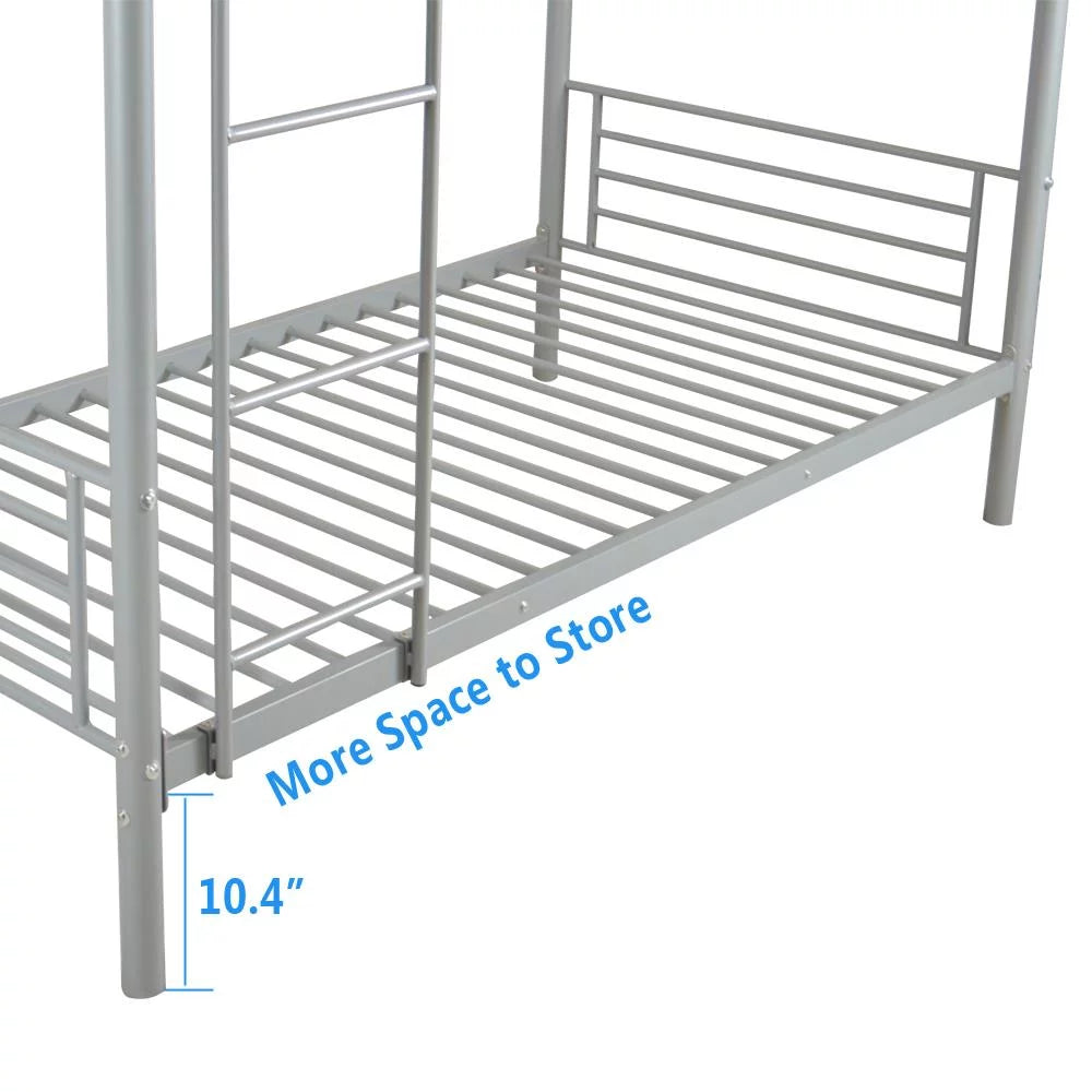 Twin-over-Twin Bunk Bed with Metal Frame and Ladder H3177