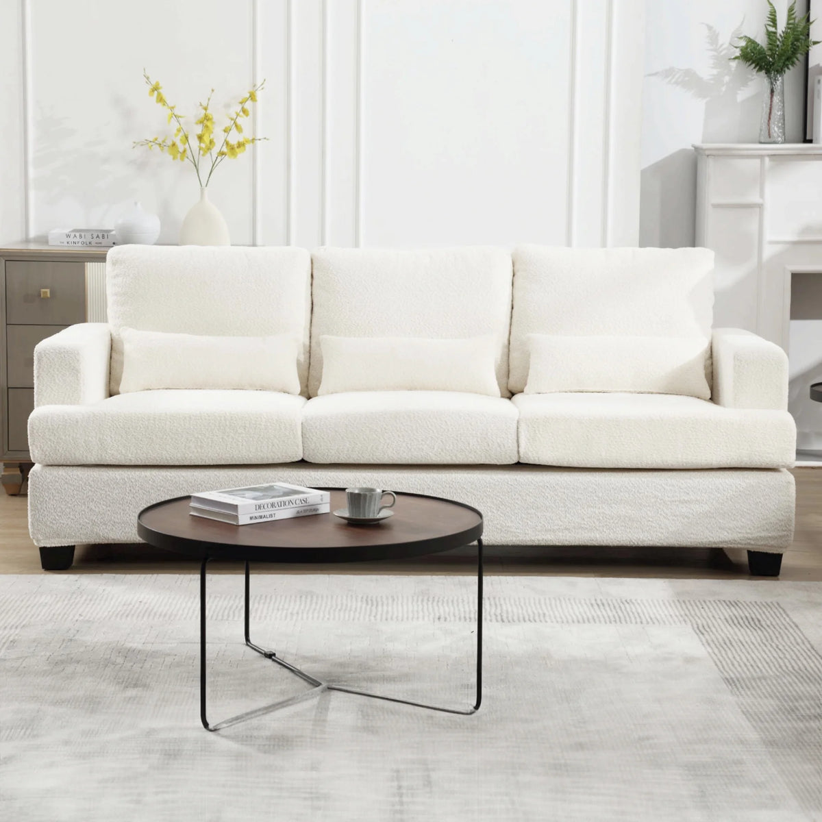 89" Boucle Upholstered 3 Seater Sofa X66454