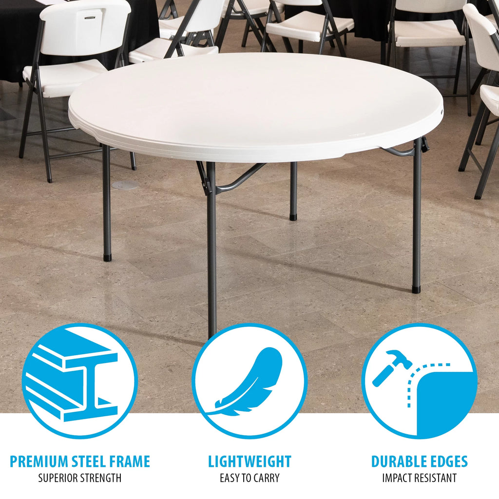 60 inch Round Folding Table White Granite E821