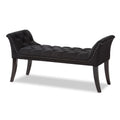 Black Velvet Upholstered Bench W16158