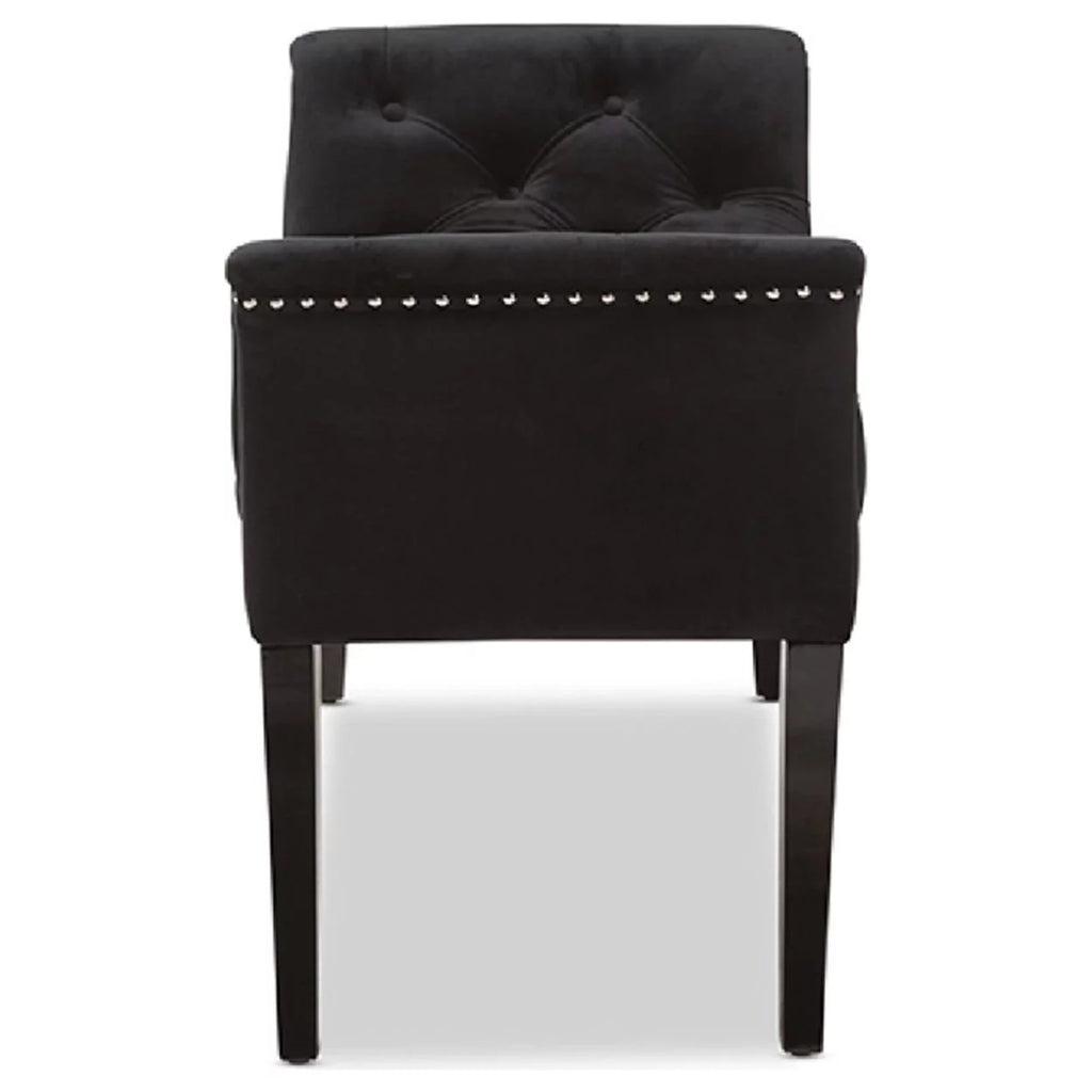 Black Velvet Upholstered Bench W16158