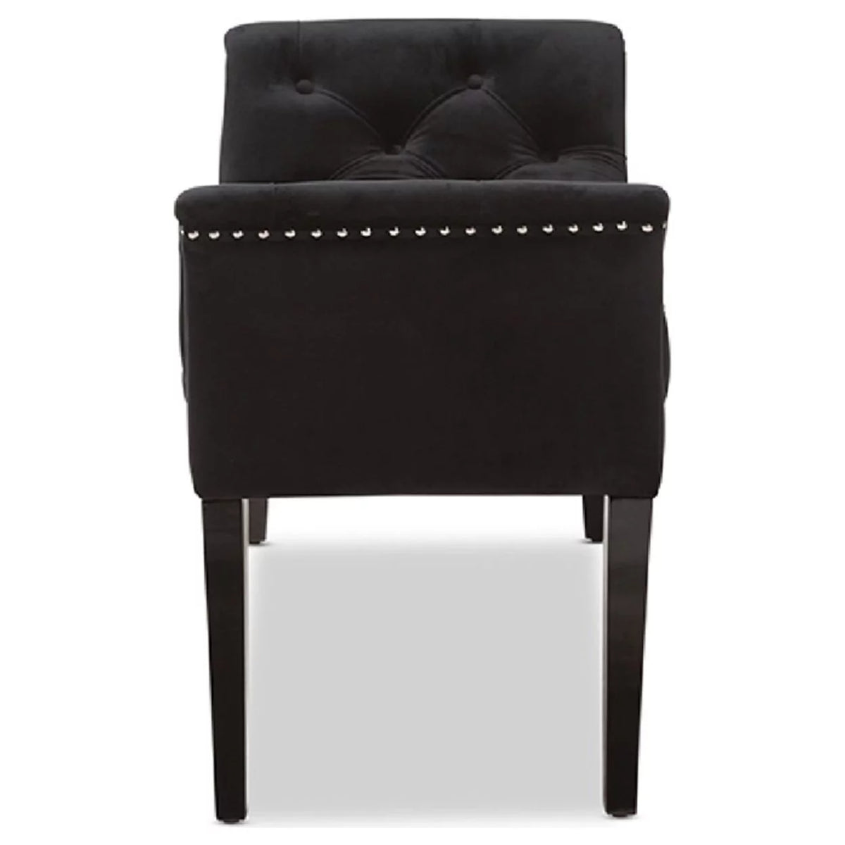 Black Velvet Upholstered Bench W16158