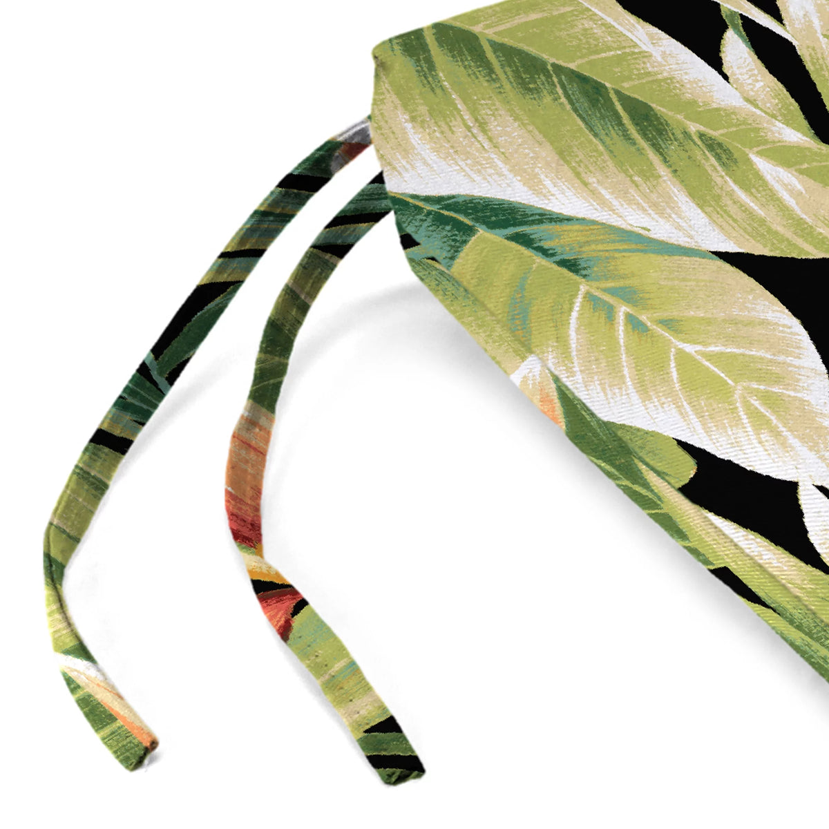 Black Leaves Rectangular Outdoor Chair Pad Seat Cushion with Ties, 2 Pack T820