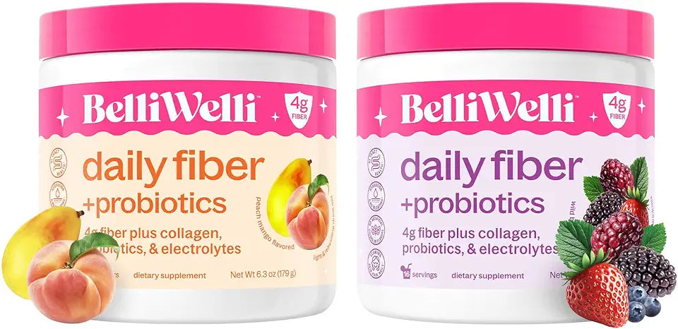 Fiber Supplement with Collagen, Probiotics & Electrolytes, Peach Mango & Wild Berry, 32 Servings R50112