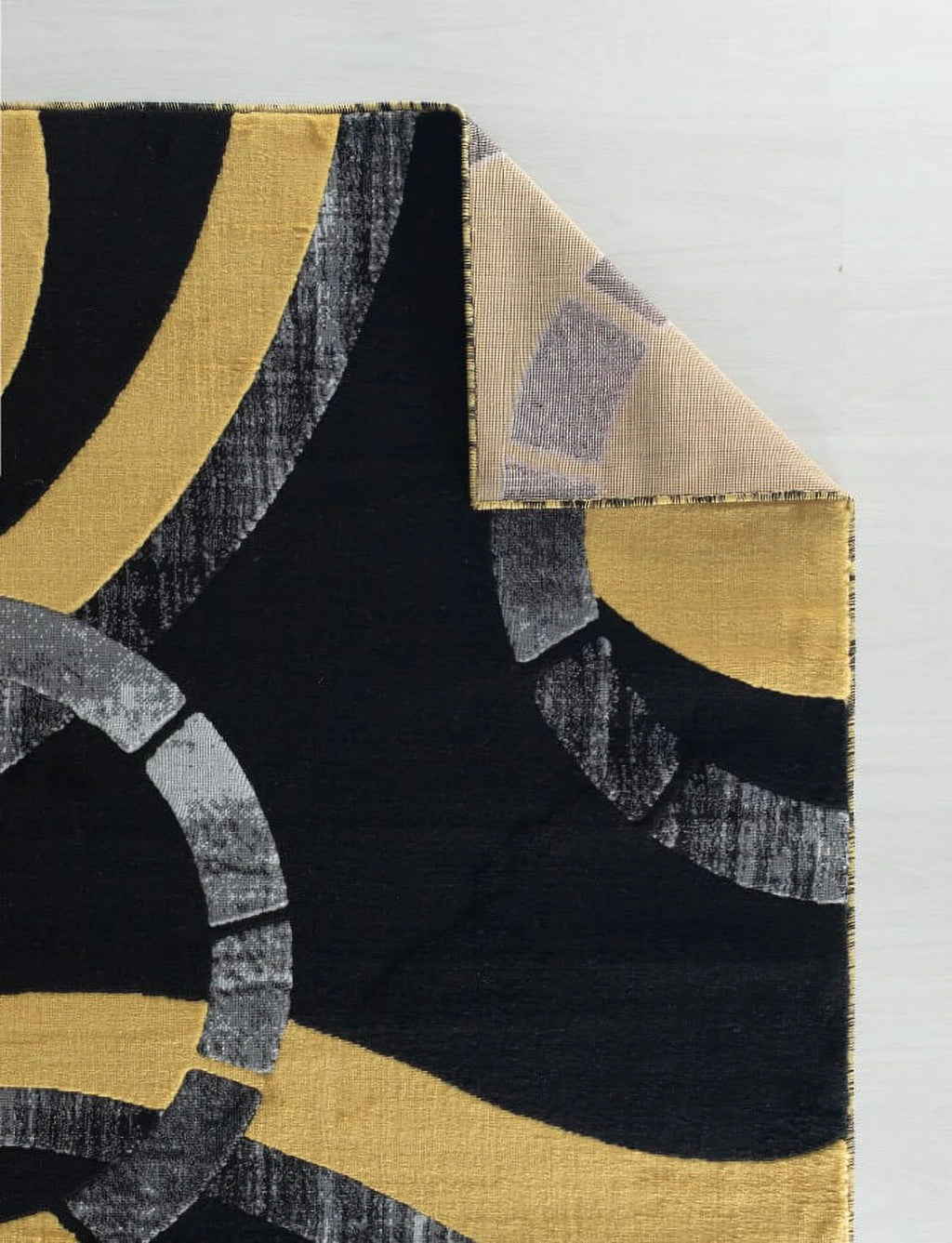 Yellow Black White Grey Modern Abstract Area Rug D758462