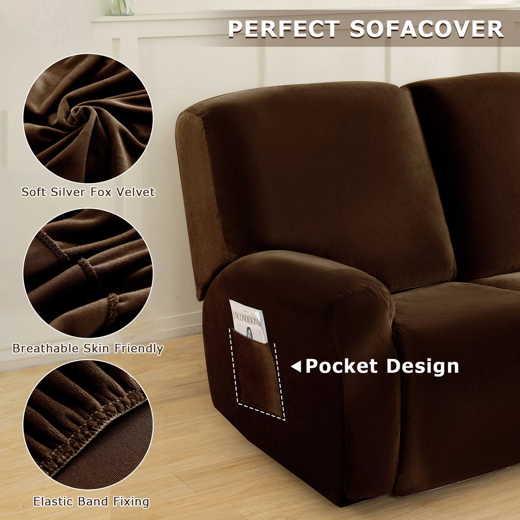 3 Seats Recliner Sofa Slipcover with Side Pocket H5374