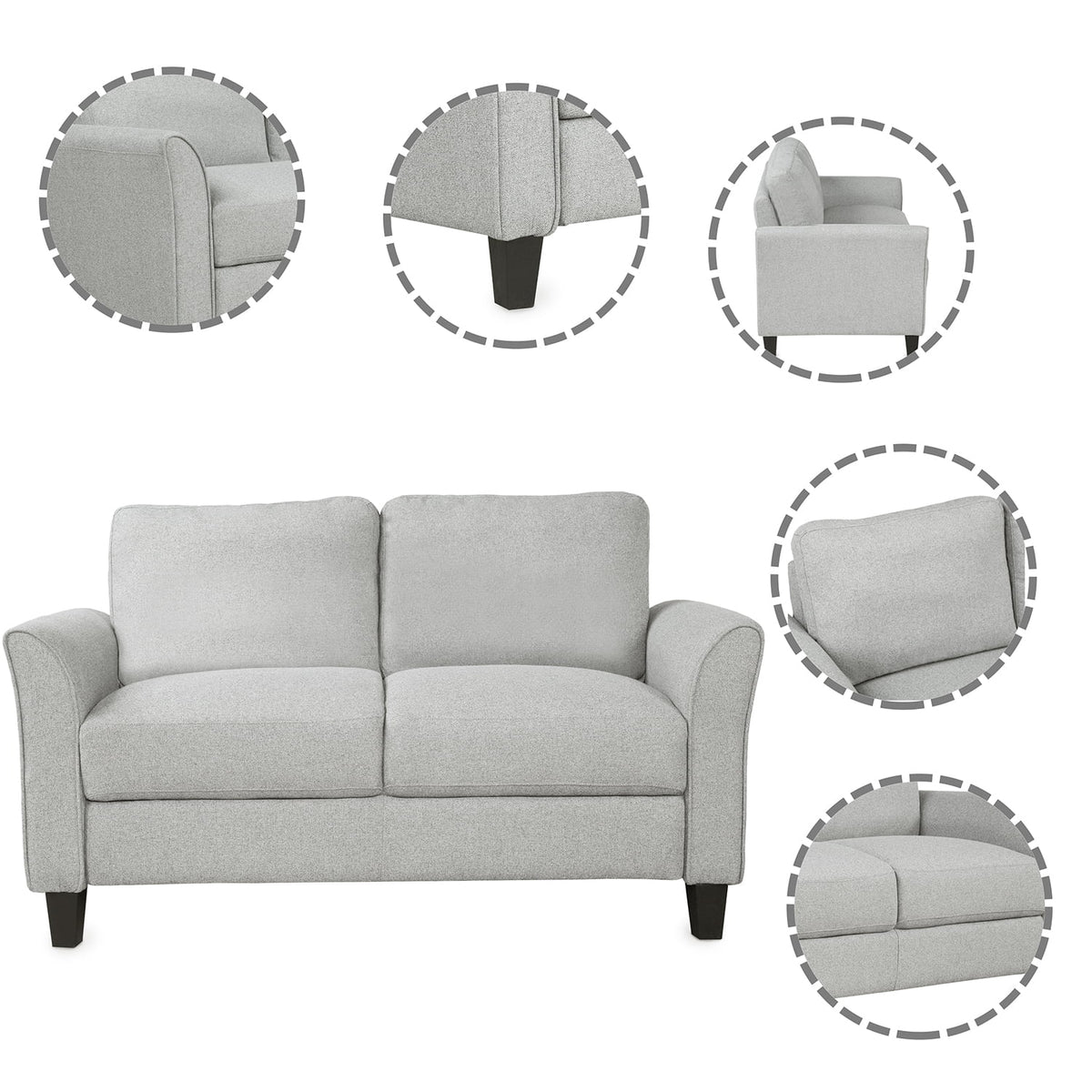 Light Gray Sofa Loveseat Chair 3-Seat Sofa F578