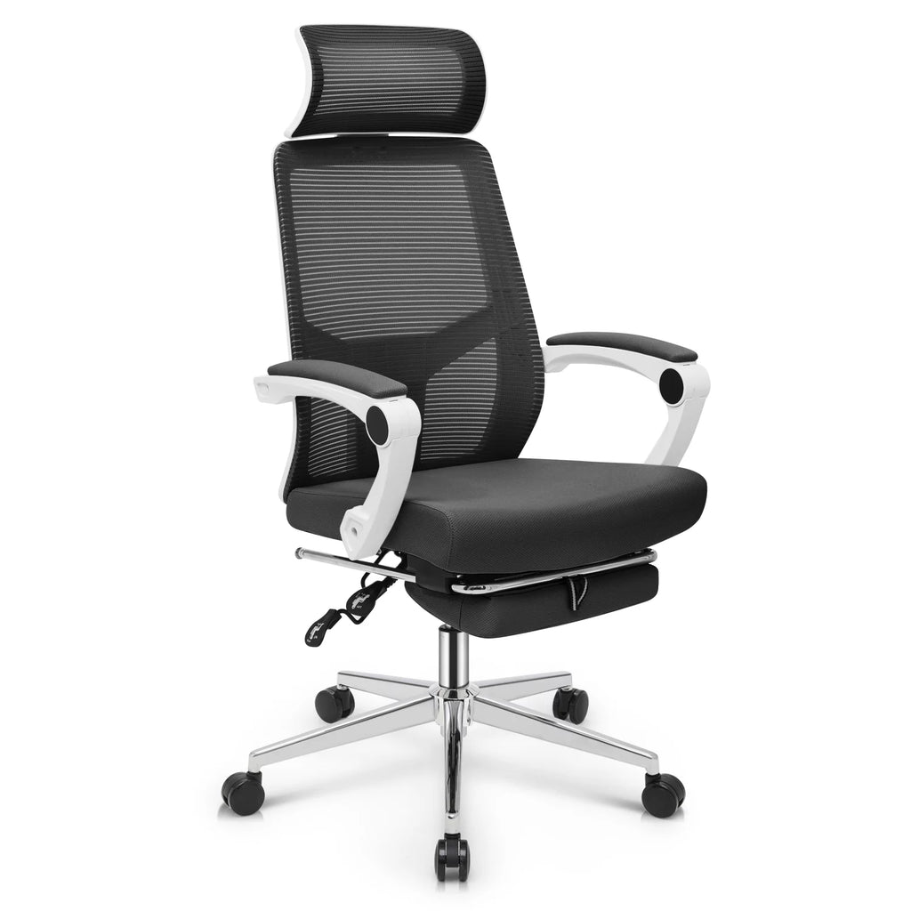 Black Ergonomic High Back Mesh Office Chair with Headrest & Footrest Y319