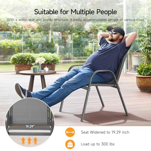 Grey Stackable Outdoor Dining Chairs Set of 4 B39185