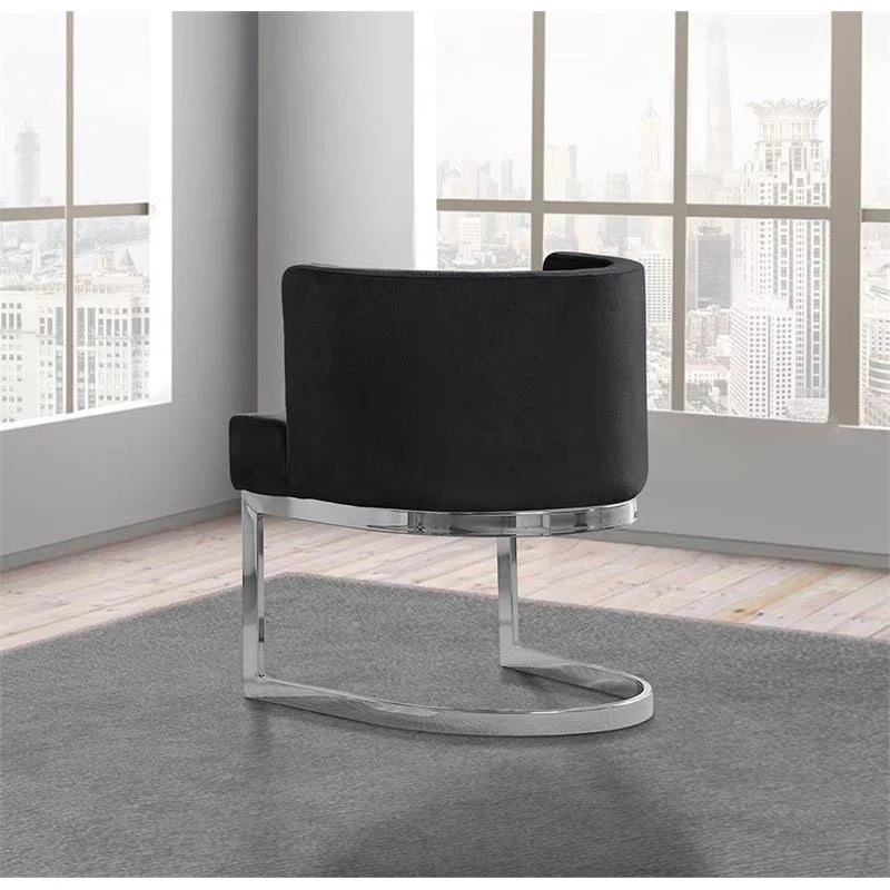 Black Velvet Accent Chair with Chrome Base Y810