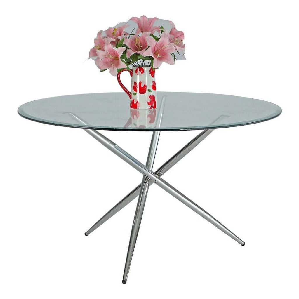 Round Steel and Glass Dining Table E687