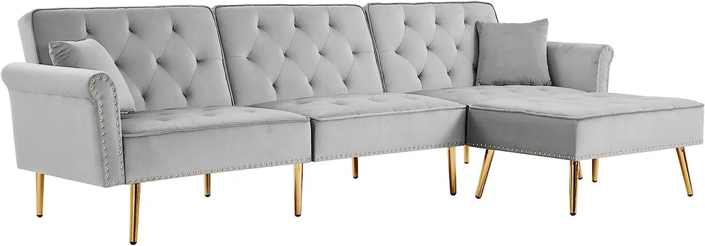L-Shaped Sectional Sofa with Recliner and Movable Ottoman R9801
