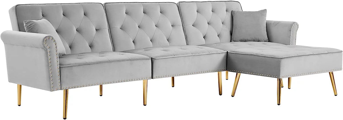 L-Shaped Sectional Sofa with Recliner and Movable Ottoman R9801