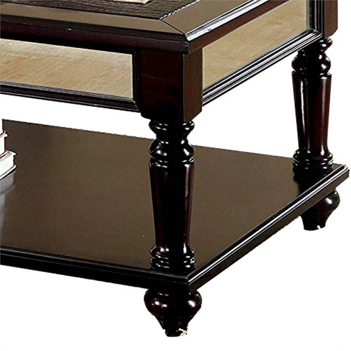 Brown Mirror Panel Coffee Table with 2 End Tables, Set of 3 B760297