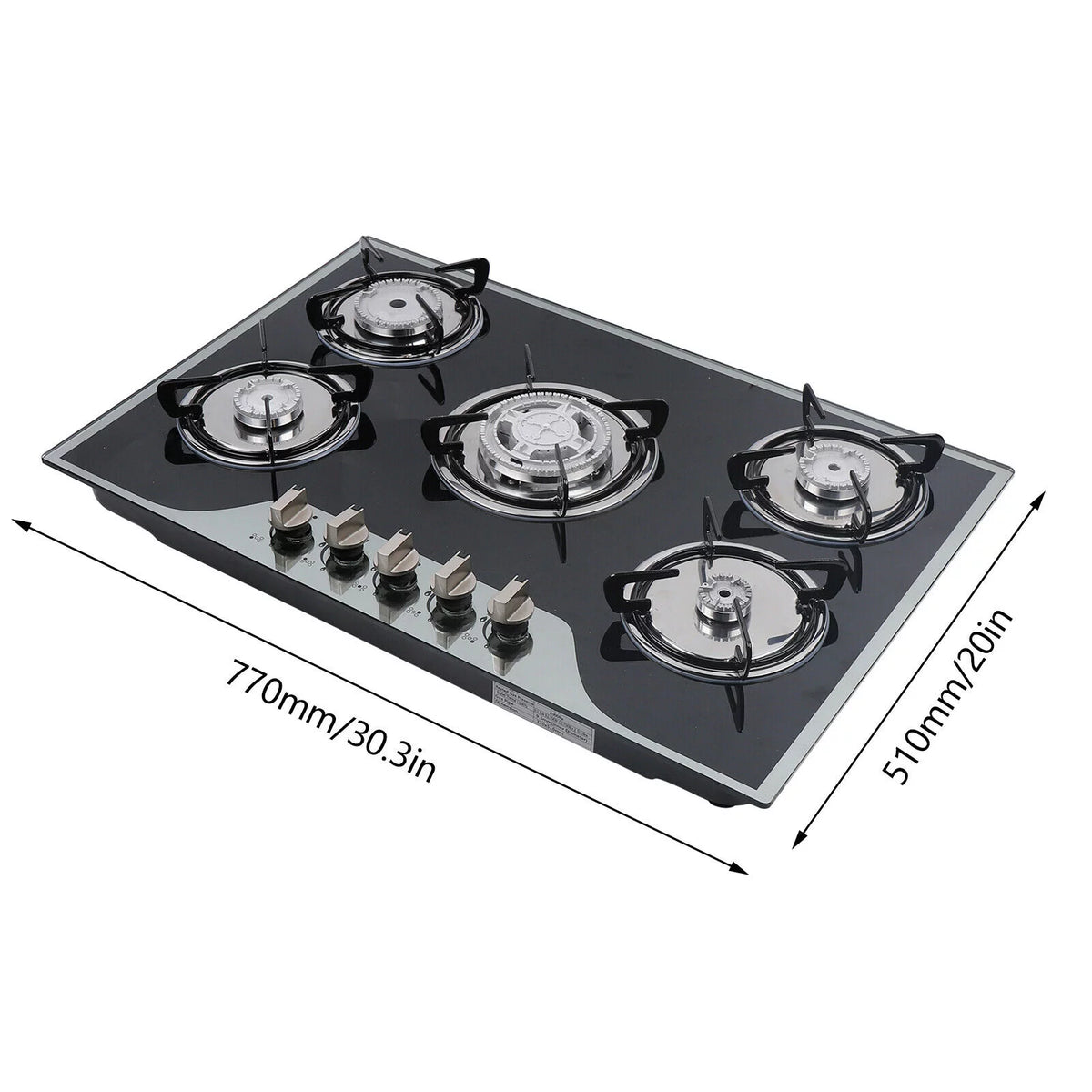 30" Stainless Steel 5 Burner Gas Cooktop E14474