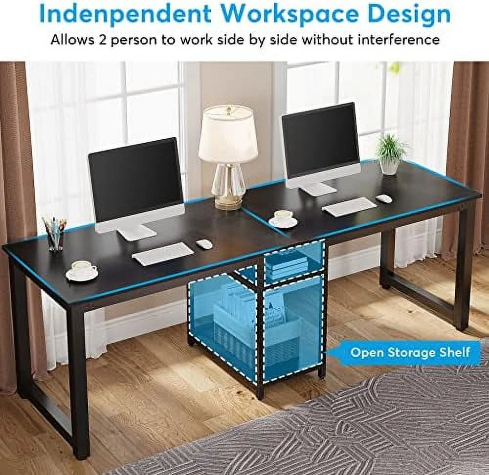 78 Inches White Two Person Computer Desk U115826