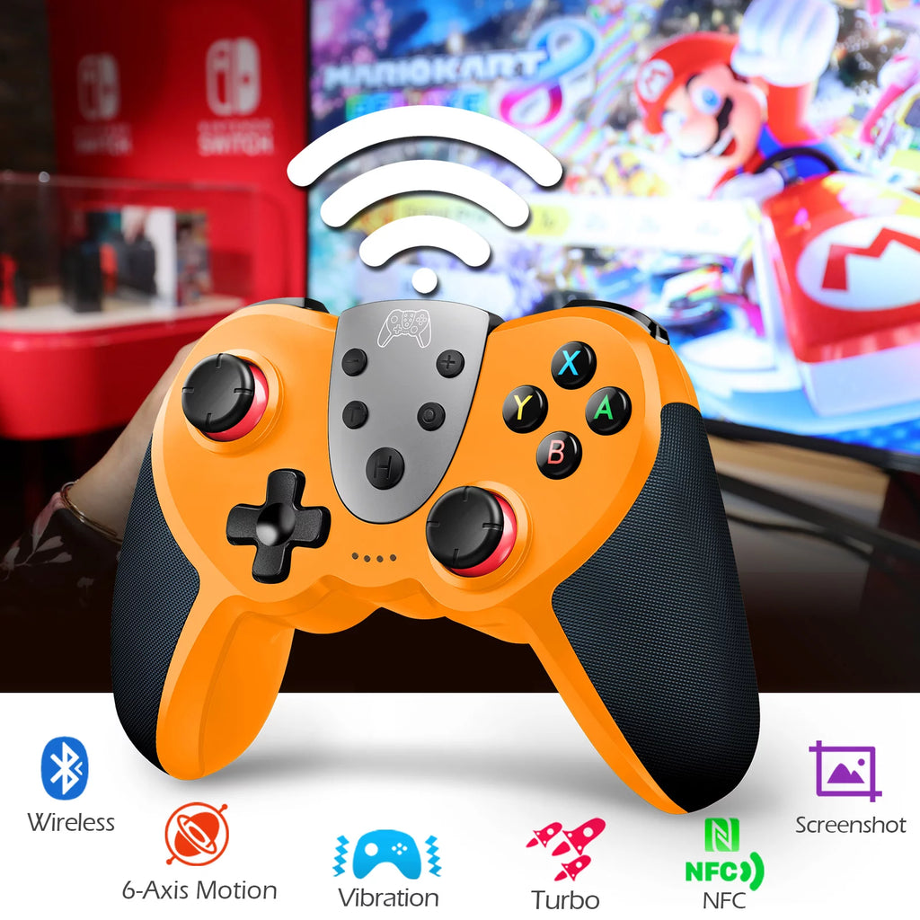 Wireless Controller with 4 Vibration Levels, Adjustable Turbo Speed, NFC Technology (Orange) F57410