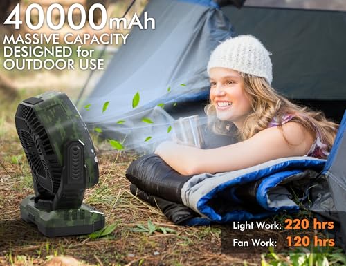 20000mAh Rechargeable Camping Fan with Light & Remote J528