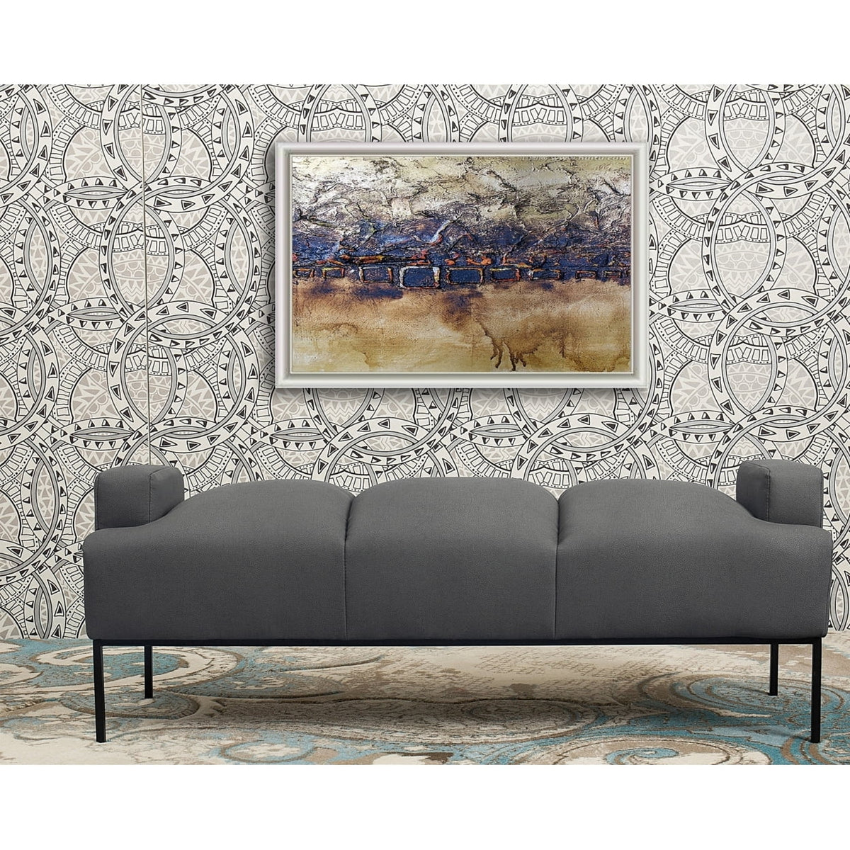 PU Leather Ottoman with Metal Frame K67343