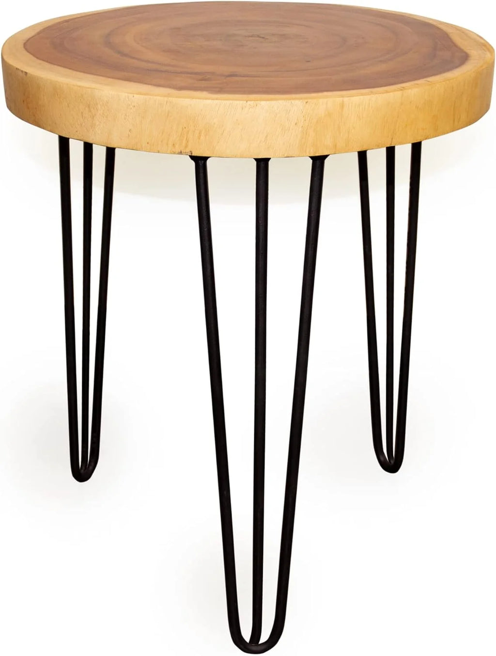 Round Natural Wood Slab Accent End Table F4955