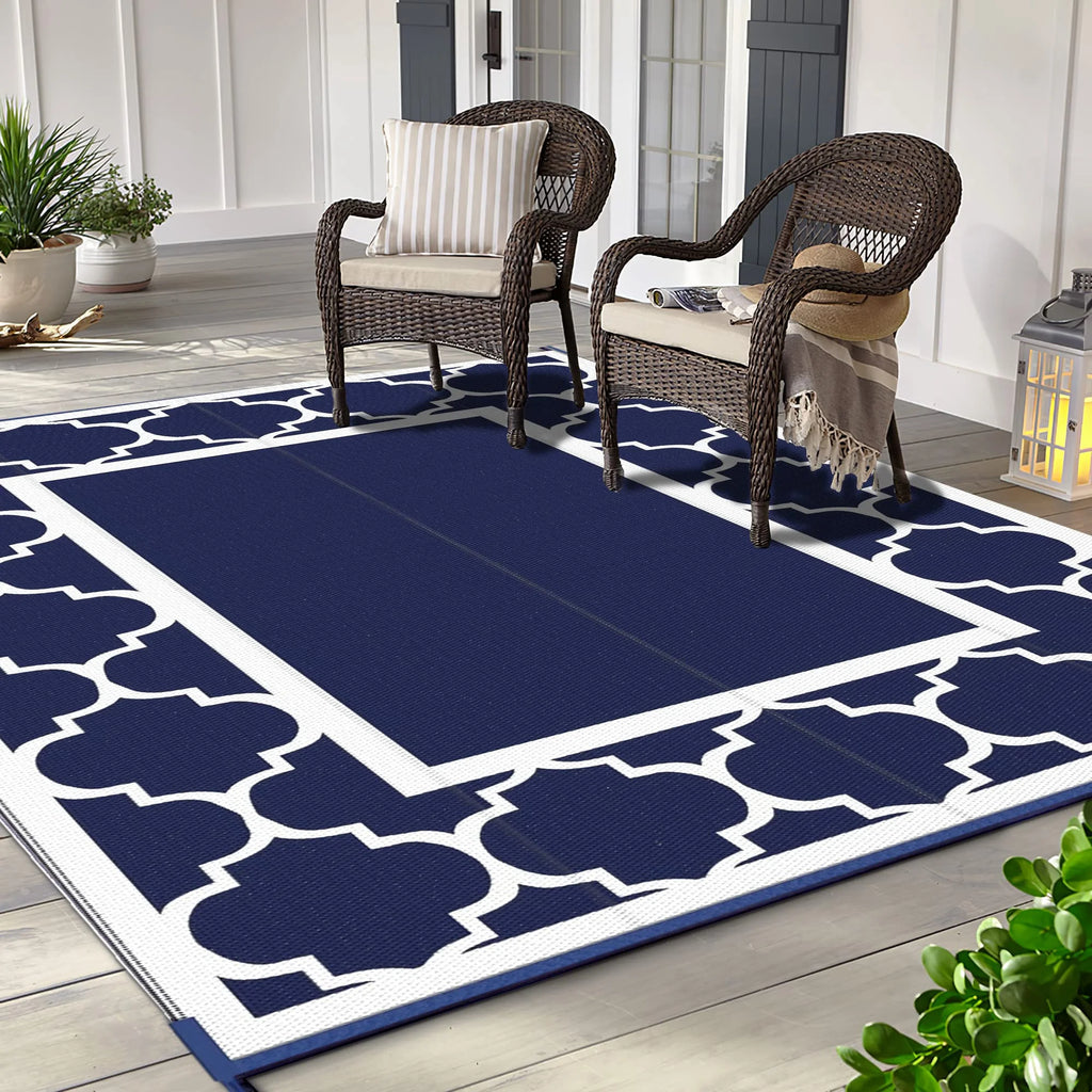 8'x10' Reversible Straw Plastic Waterproof Outdoor Rug W53917