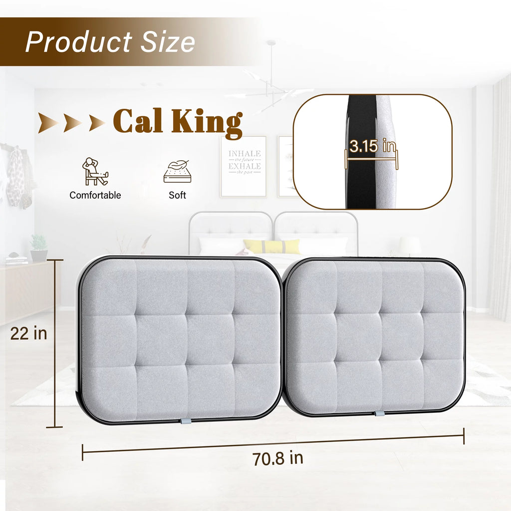 Upholstered Headboard for Cal King Size Bed, Velvet Fabric Gray S852312