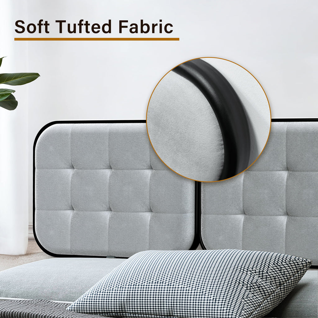 Upholstered Headboard for Cal King Size Bed, Velvet Fabric Gray S852312