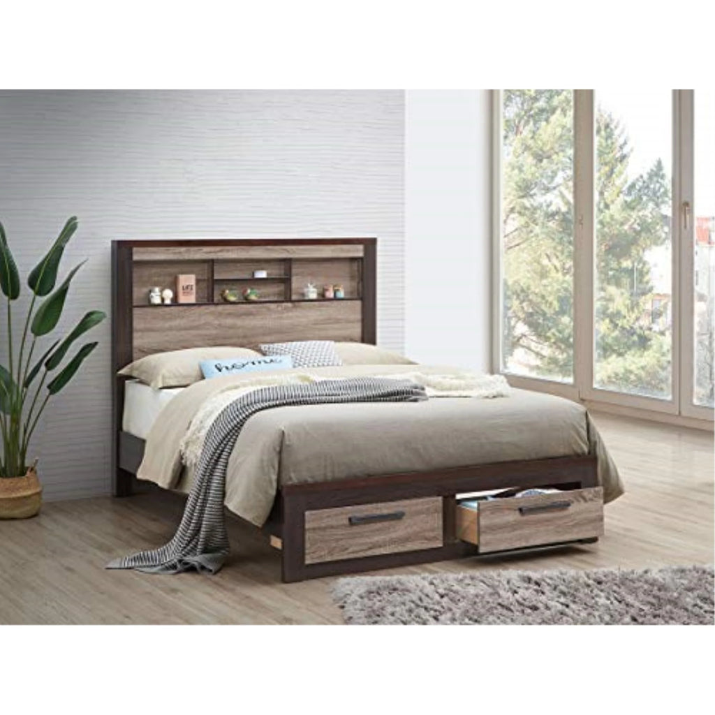 Queen Bed in Gray and Brown T641817