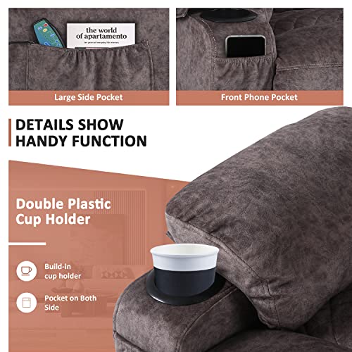 Oversized Grey Fabric Recliner with Massage and Heat X631373
