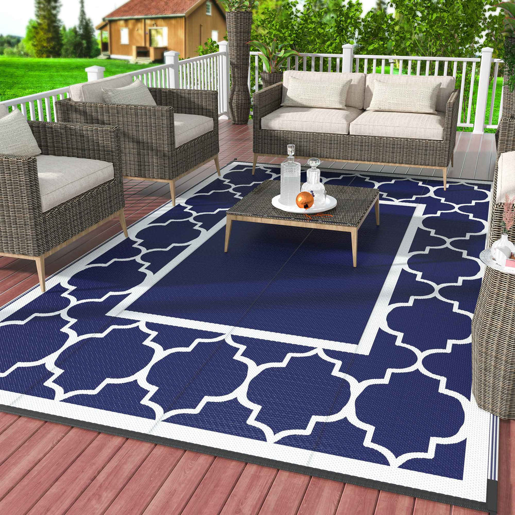 8'x10' Reversible Straw Plastic Waterproof Outdoor Rug W53917