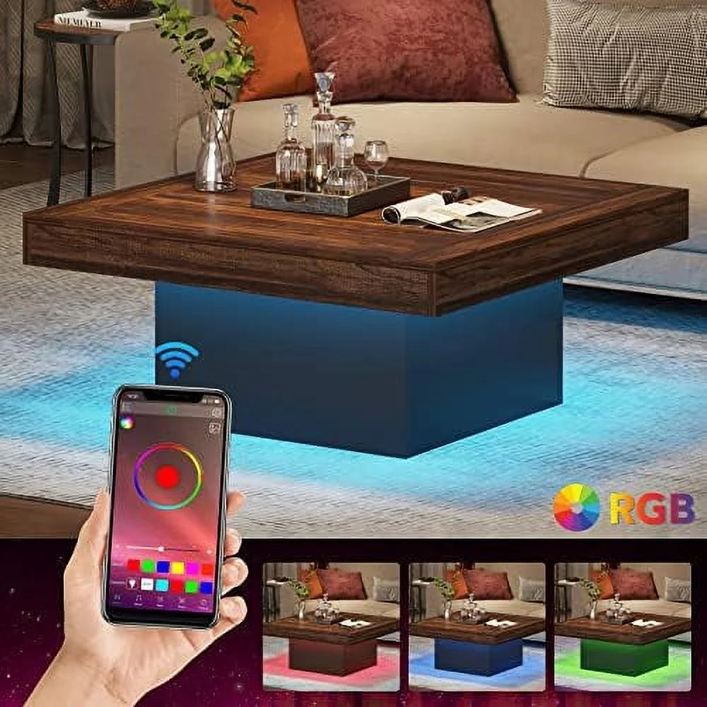 Square LED Engineered Wood Coffee Table V57197