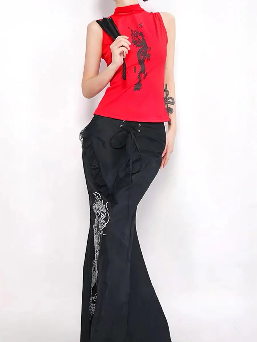 Dark Fish Tail Midi Skirts R450670