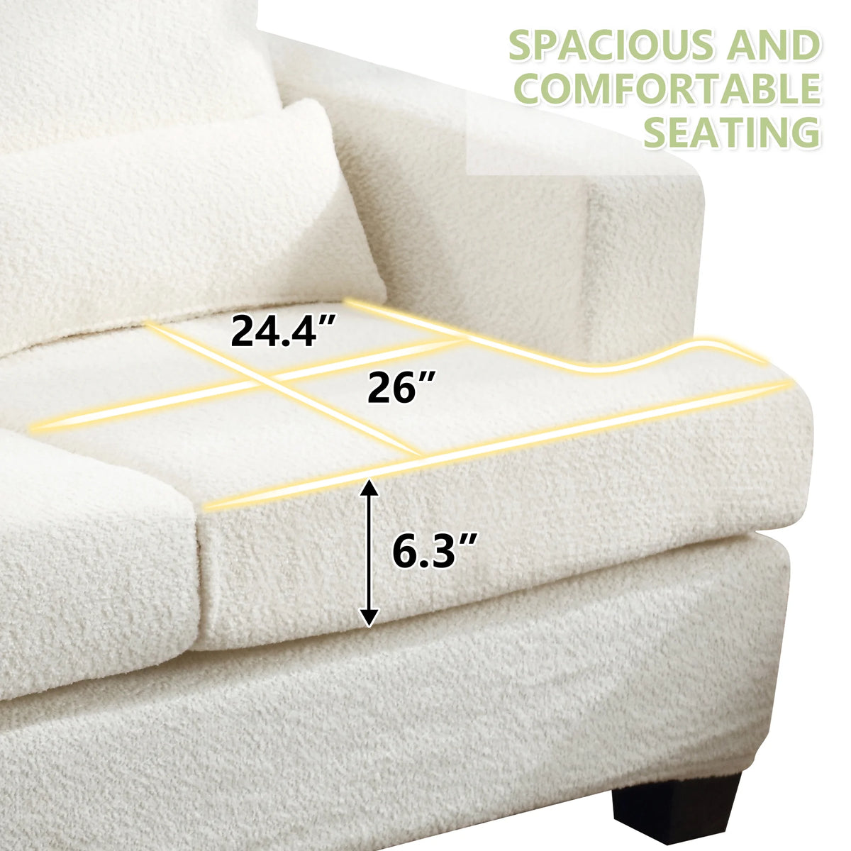 89" Boucle Upholstered 3 Seater Sofa X66454