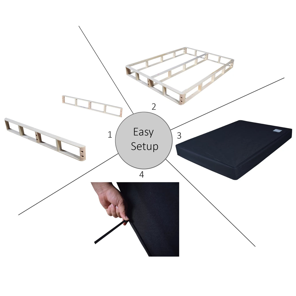 Wood Box Spring Mattress Foundation 8" Queen Beige C715363