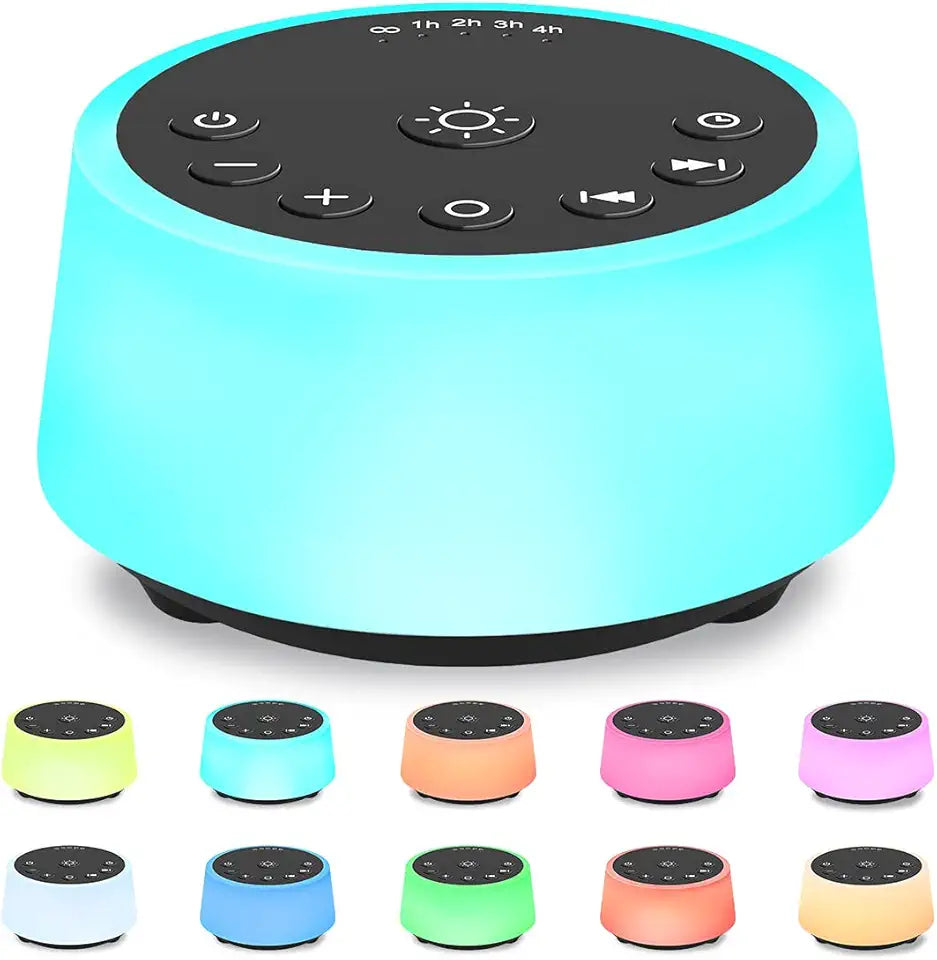 White Noise Machine with 10 Colors Night Light 25 Soothing Sounds X29664