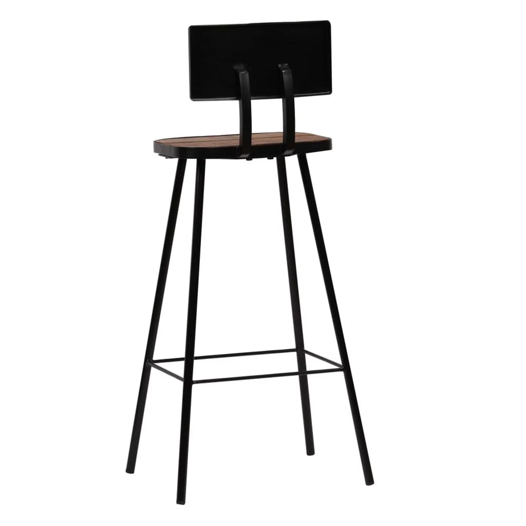 2 Piece Bar Stools Reclaimed Wood Seat with Backrest Steel Frame E623