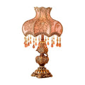 Antique Victorian Floral Table Lamp Fabric Lampshade Resin Base P260970