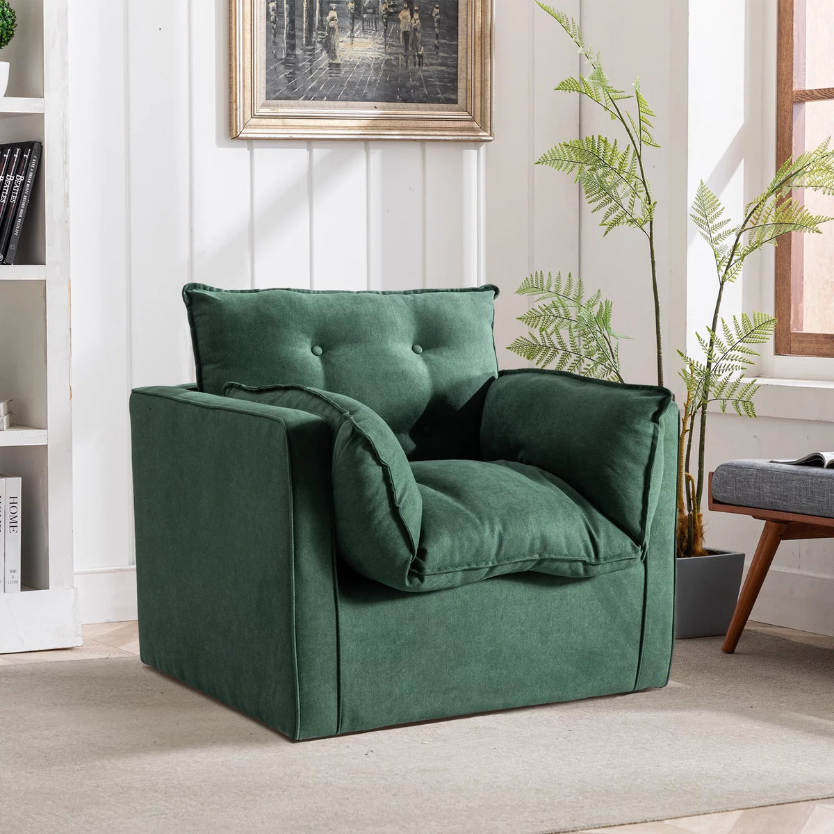 Green Upholstered Swivel Accent Chair R6436