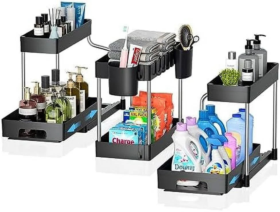 3 Pack 2 Tier L-shaped Under Sink Organizer J6222