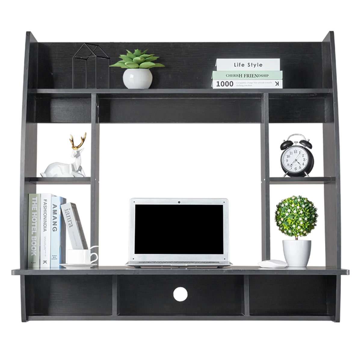 Floating Computer Desk with Storage Shelves L20486
