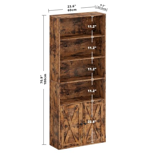 Industrial 6 Shelf Bookshelves with Doors G489136