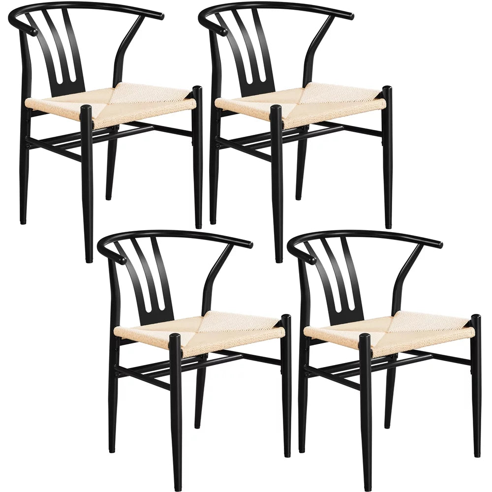 Set of 4 Black Weave Dining Chairs Metal Frame C13615