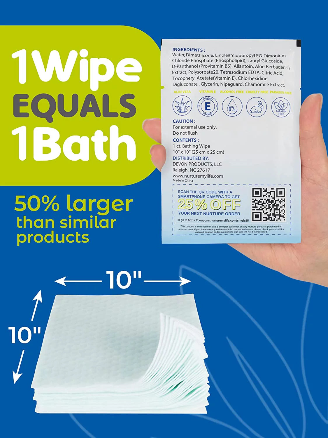 Rinse Free Bathing Wipes Aloe Vera Vitamin E 40 Travel Packs Q91705