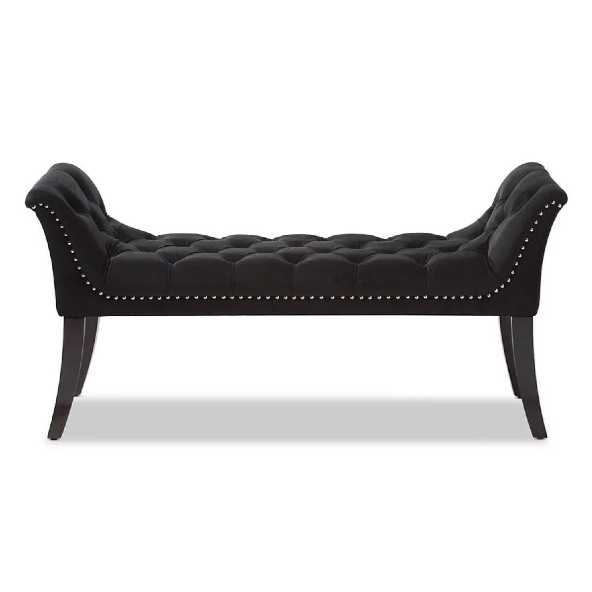 Black Velvet Upholstered Bench W16158