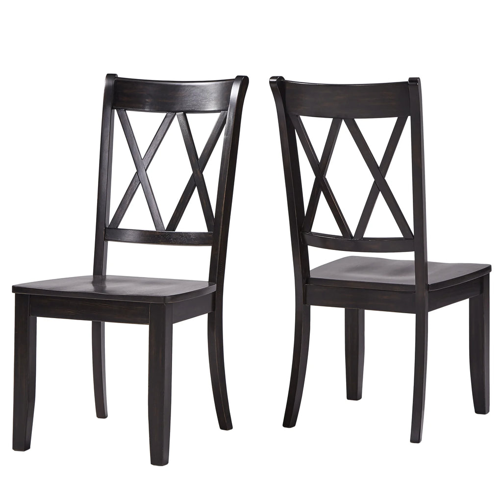 Set of 2 Antique Black Dining Chair M375223